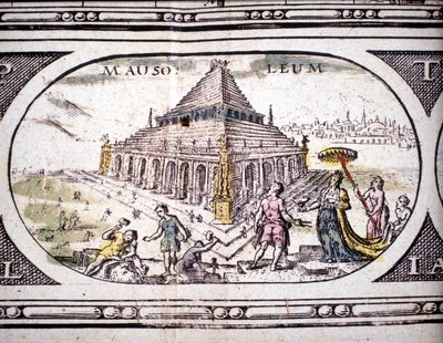 Az ókor hét csodájának ábrázolása: Halikarnasszosz mauzóleuma. Jansson Jannsonius 1630-ban Amszterdamban nyomtatott atlaszában. Magángyűjtemény. alkotó: Joannes Jansson
