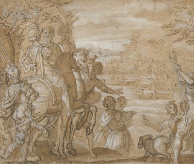 Vadászati parti, kb. 1555-65. alkotó: Joannes Stradanus