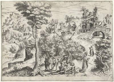 Táj az irgalmas szamaritánussal alkotó: Joannes van Doetechum (I) (attributed to)