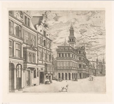 Kilátás egy térre monumentális épületekkel alkotó: Joannes van Doetechum (I)