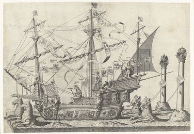 A Victoria hajó, 5. sz V. Károly császár temetési menete, 1558 (sorozat címe) alkotó: Joannes van Doetechum (I)