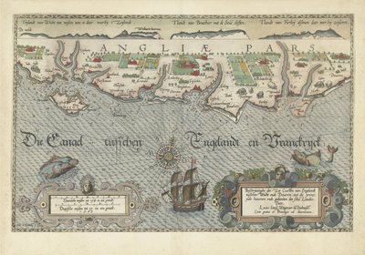 A dél-angliai partok térképe Wight-sziget és Dover között Leíráshe der Zee Custen van Englandt Wicht ende Doueren között (cím a tárgyon) alkotó: Joannes van Doetechum (I)