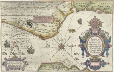 Flandria, Normandia és Anglia partjainak térképe A tenger leírása Custen van Vlanderen ende Picardien (...) (cím a tárgyon) alkotó: Joannes van Doetechum (I)