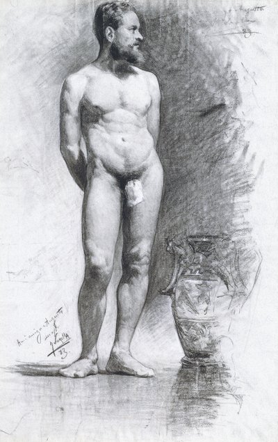 Akadémiai férfi akt görög urnával, 1883 alkotó: Joaquín Sorolla