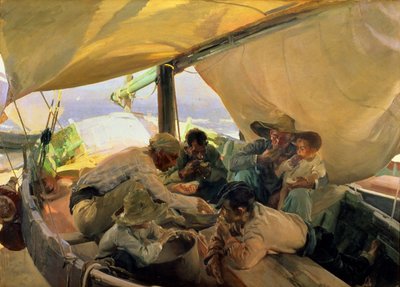 Ebéd a hajón alkotó: Joaquin Sorolla y Bastida
