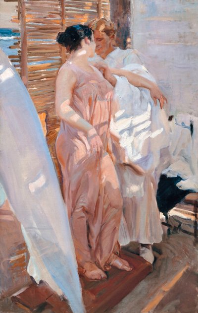 A rózsaszín köntös, fürdő után alkotó: Joaquin Sorolla y Bastida