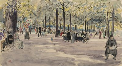 The Tuileries Gardens, Párizs, 1925 körül (tinta és WC papíron) alkotó: Job Nixon