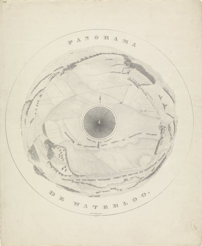 Panoráma a waterlooi csatatér helyszínéről, 1815 Panorama de Waterloo (cím a tárgyon) alkotó: Jobard frères