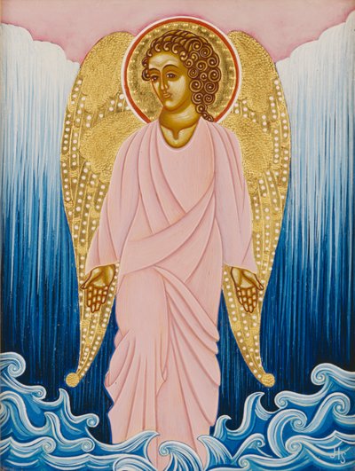 Gabriel, Angel of Water, 2004 (tojástempera és 24k arany fára) alkotó: Jodi Simmons