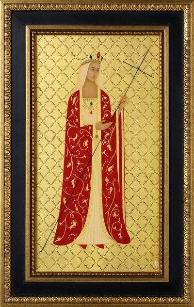 Saint Helena, 2014 (tojástempera és 24k arany, fára) alkotó: Jodi Simmons