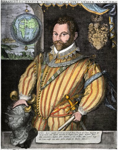 Sir Francis Drake portréja (metszet) alkotó: Jodocus Hondius