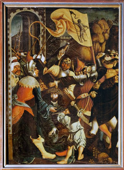 Jézus hordozza a keresztet (tempera lucfenyőre) alkotó: Joerg the Elder Breu