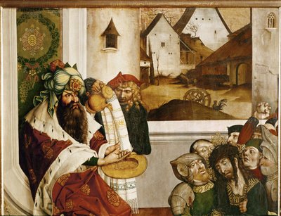 Poncius Pilátus kezet mos (tempera lucfenyőre) alkotó: Joerg the Elder Breu