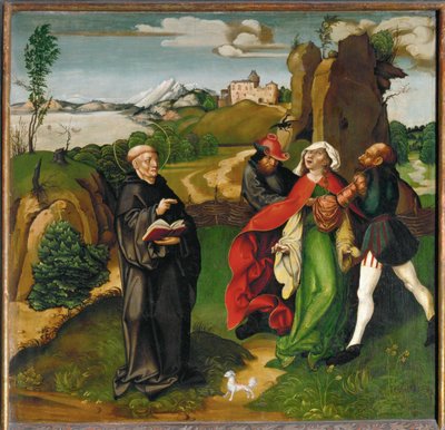 Szent Bernát ördögűző szellemet űz (tempera, fa) alkotó: Joerg the Elder Breu