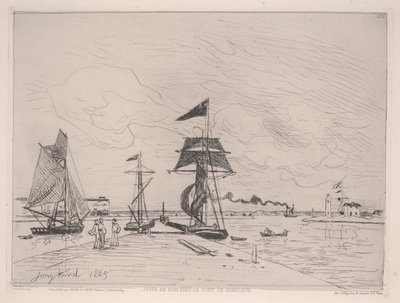 Fa móló Honfleur kikötőjében alkotó: Johan Barthold Jongkind