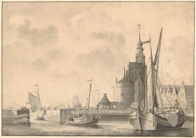 A kikötő Hoornban alkotó: Johan Antonie Kaldenbach
