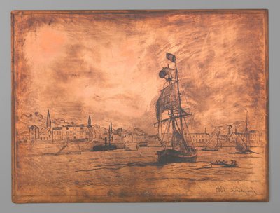 Honfleur kikötője alkotó: Johan Barthold Jongkind (signed by artist)
