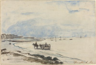 Cart on the Beach Etretatban, 1862. alkotó: Johan Barthold Jongkind
