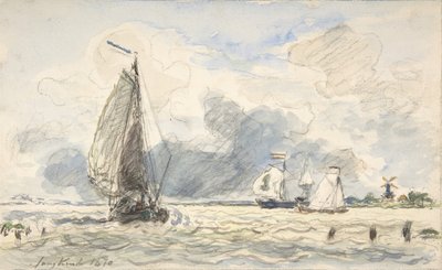 Holland halászhajók, Verso: Sketches of Boats, 1870. alkotó: Johan Barthold Jongkind