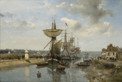 Fregattok, Harfleur kikötője, 1852-53 körül alkotó: Johan Barthold Jongkind