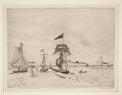 Fa móló Honfleur kikötőjében alkotó: Johan Barthold Jongkind