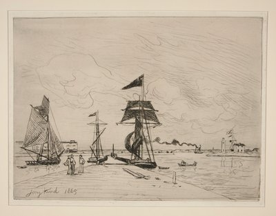Fa móló Honfleur kikötőjében alkotó: Johan Barthold Jongkind