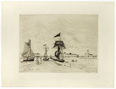 Kikötő Honfleur kikötőjében alkotó: Johan Barthold Jongkind
