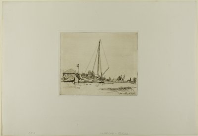 The Moored Boat, a hat metszetből álló könyvből, Hollandia látképei alkotó: Johan Barthold Jongkind