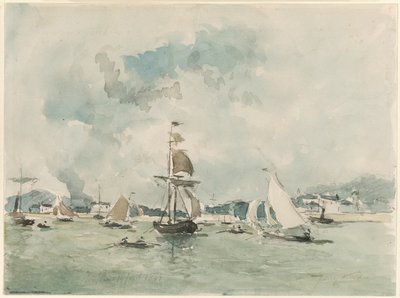 Honfleur kikötője alkotó: Johan Barthold Jongkind