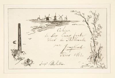 A hat rézkarcból álló jegyzetfüzet címe alkotó: Johan Barthold Jongkind