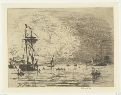 Honfleur kikötő kijárata Sortie du port de Honfleur (cím a tárgyon) alkotó: Johan Barthold Jongkind