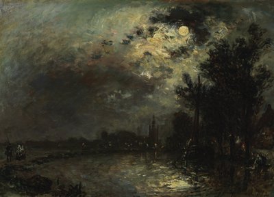Overschie nézete Holdfényben, 1872 alkotó: Johan Barthold Jongkind