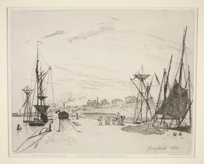 Kilátás a kikötőből a vasútra? Honfleur (kilátás a kikötőre a honfleuri vasútról) alkotó: Johan Barthold Jongkind