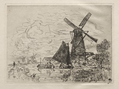 Szélmalmok Hollandiában alkotó: Johan Barthold Jongkind
