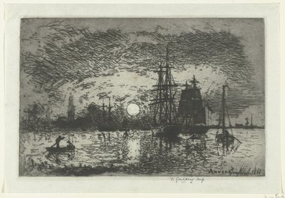 Zonsondergang bij de haven van Antwerpen Soleil couchant - Port d