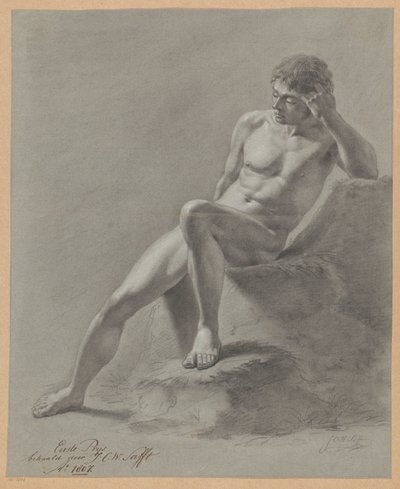 Ülő férfi akt, elölnézet (1. díj 1807) alkotó: Johan Christiaan Willem Safft