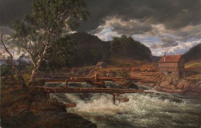 Hellefossen Hokksund közelében alkotó: Johan Christian Dahl