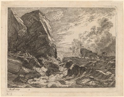 Norvég tengerpart vihar közben alkotó: Johan Christian Dahl