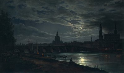 Drezda kilátása Holdfényben alkotó: Johan Christian Dahl