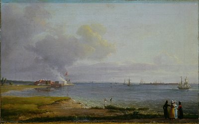 Kilátás az Öresundra a Mészművek mellett alkotó: Johan Christian Dahl