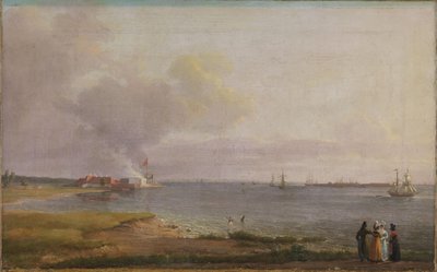 Kilátás az Öresundra a Mészművek mellett alkotó: Johan Christian Dahl