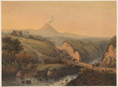 Kilátás Malang környékére Táj a Malangsche-ban (Residence Passarouan.) (cím a tárgyon) alkotó: Johan Conrad Greive