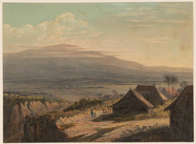 Kilátás a tájra Jáván Táj a Bantam rezidenciában (cím a tárgyon) alkotó: Johan Conrad Greive
