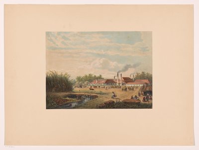 Pangka gyár Tegal közelében, Közép-Jáván Pangka cukorgyár; Tagal rezidencia Java A. Salm festményei és rajzai nyomán (sorozat címe) alkotó: Johan Conrad Greive