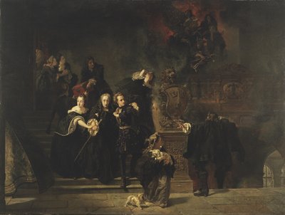 Tűz a királyi palotában, Stockholm, 1697. május 7., 1862-66 alkotó: Johan Fredrik Hockert