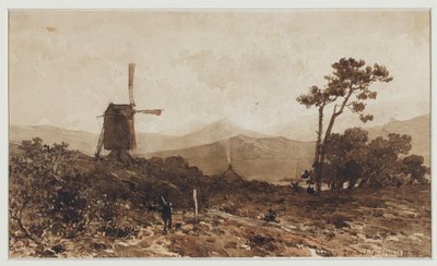 Dombos táj, bal oldalon malom alkotó: Johan Hendrik Weissenbruch