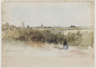 Táj szélmalmokkal alkotó: Johan Hendrik Weissenbruch