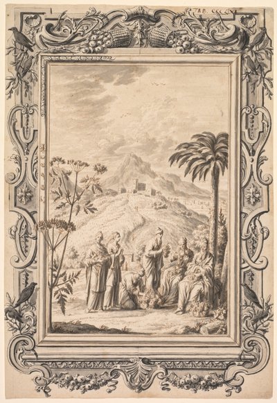 Illusztráció és szegélyterv a Kupfer-Bibel Copper Bible számára, c. 1730. alkotó: Johan Melchior Füssli