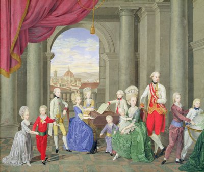 Lipót Péter, toszkánai nagyherceg (1747-92), később II. Lipót, római római császár családja, 1782 körül alkotó: Johan Moll