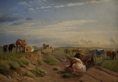 Fejőhely Vognserup Manor közelében, Zélandon alkotó: Johan Thomas Lundbye
